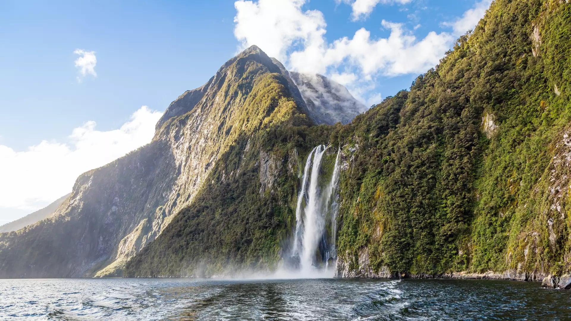Waterfall cascading into Doubtful Sound, Fiordland Credit: New Zealand Fine Touring - Photographer Unknown