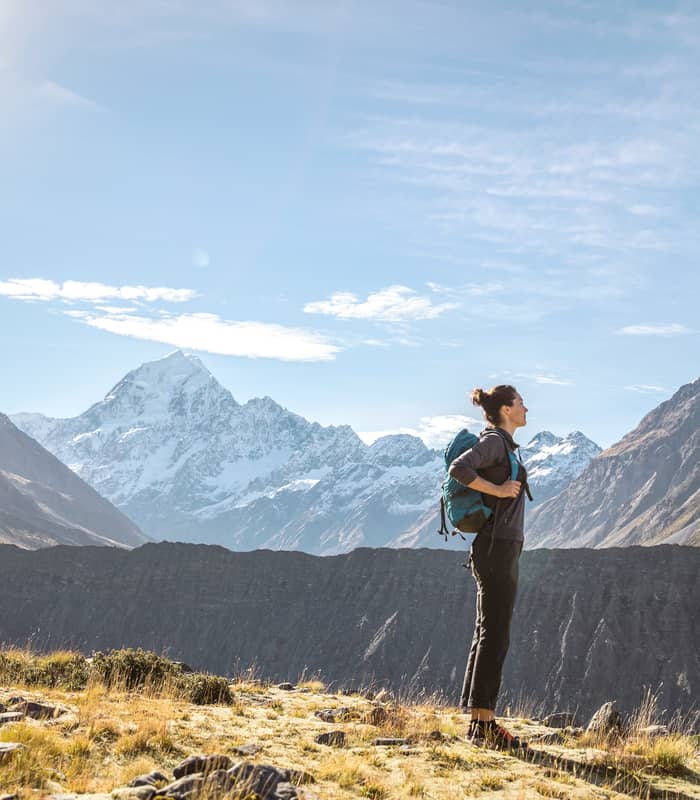 hiking in mount cook national park new zealand