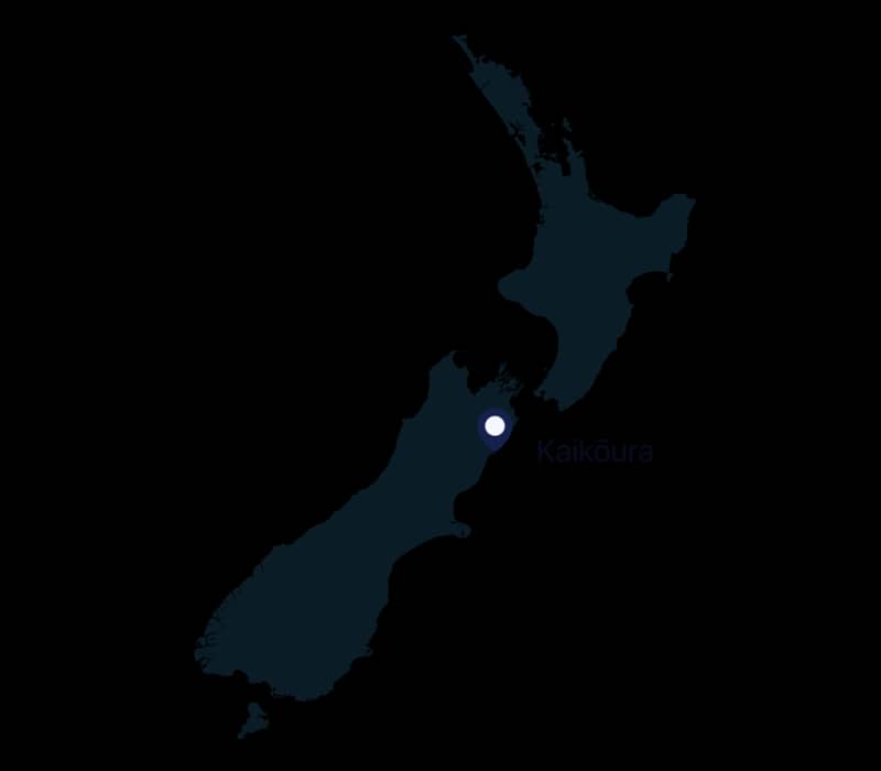 Map of Kaikoura location in New Zealand