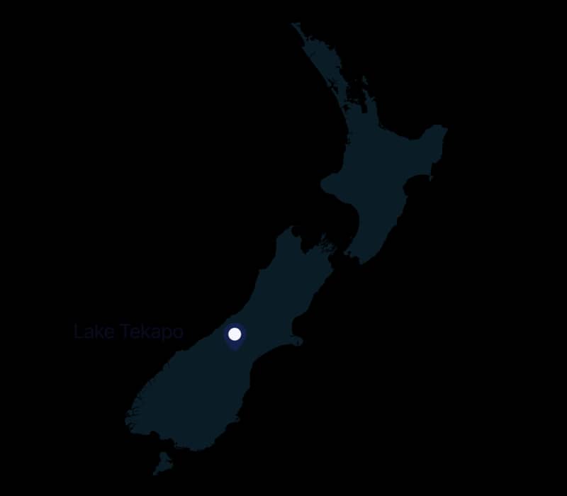 Map of Lake Tekapo location in New Zealand