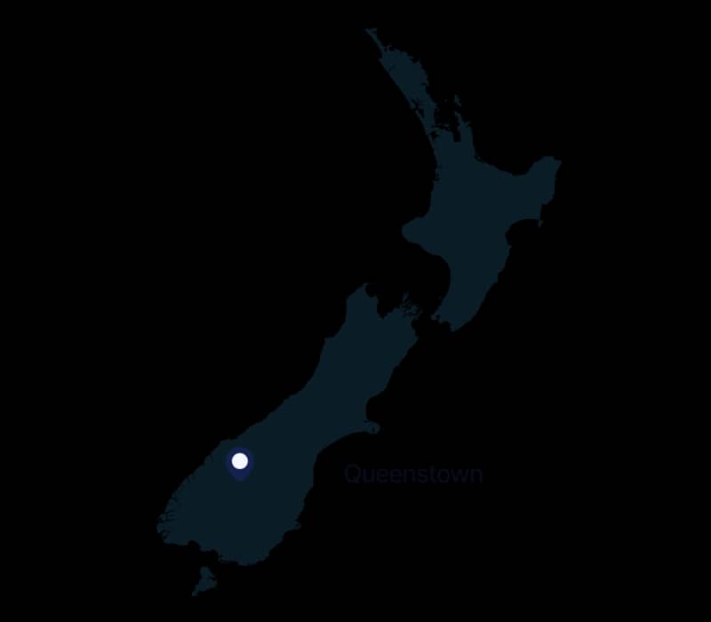 Map of Queenstown location in New Zealand